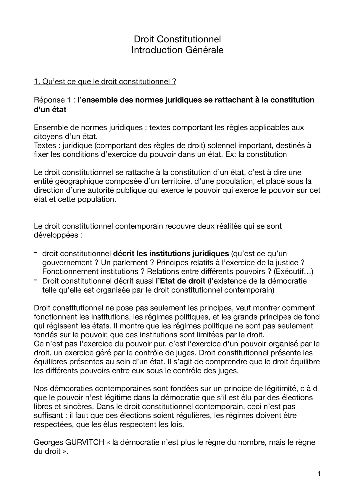 PDF Droit Constitutionnel S Droit Constitutionnel Introduction Générale Quest ce que le