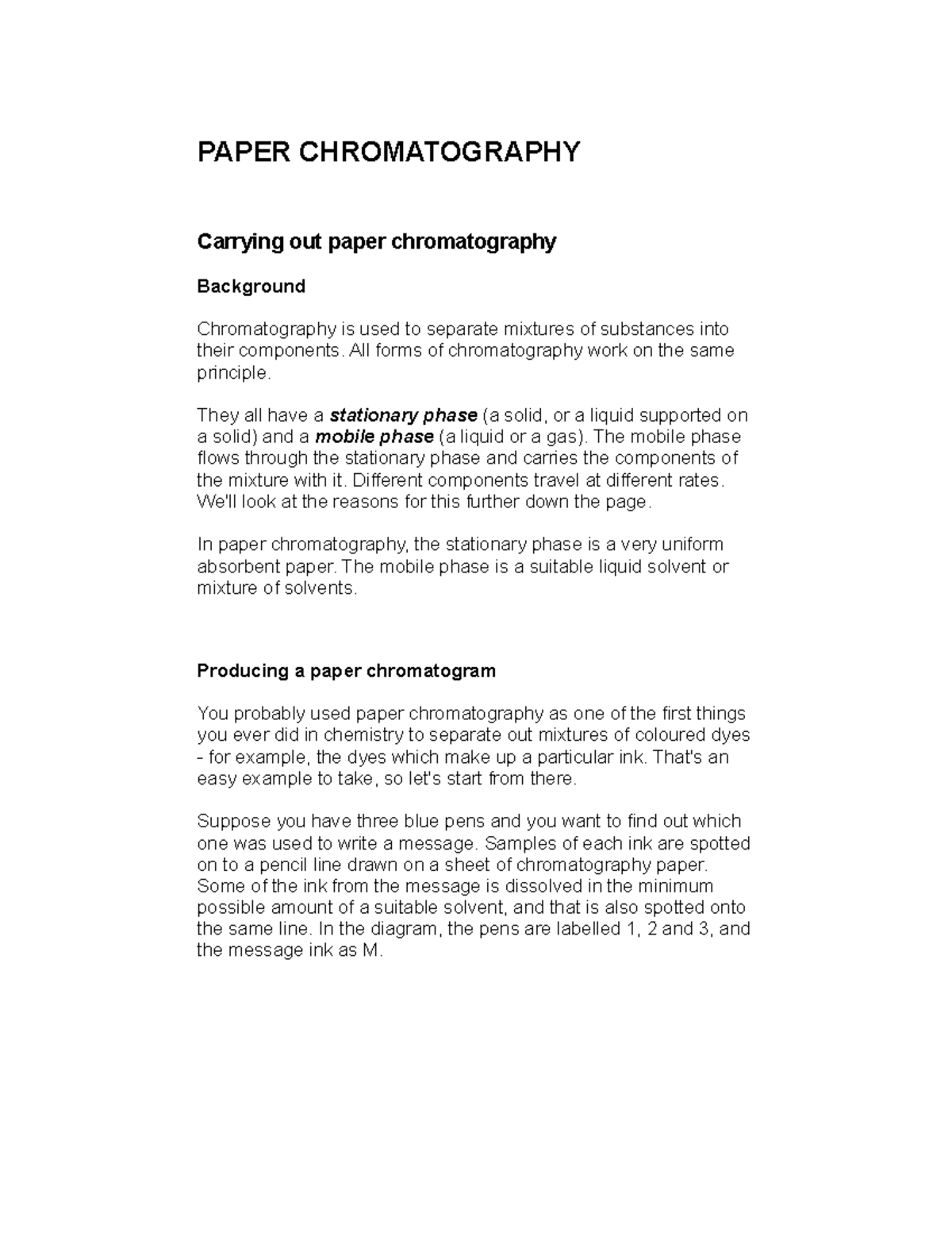 Paper chromatography final PAPER CHROMATOGRAPHY Carrying out paper