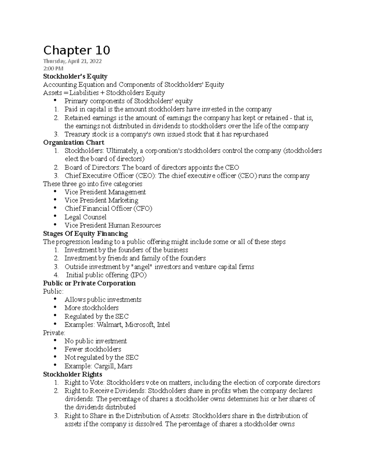 Accounting Chapter 10 Chapter 10 Thursday, April 21, 2022 200 PM
