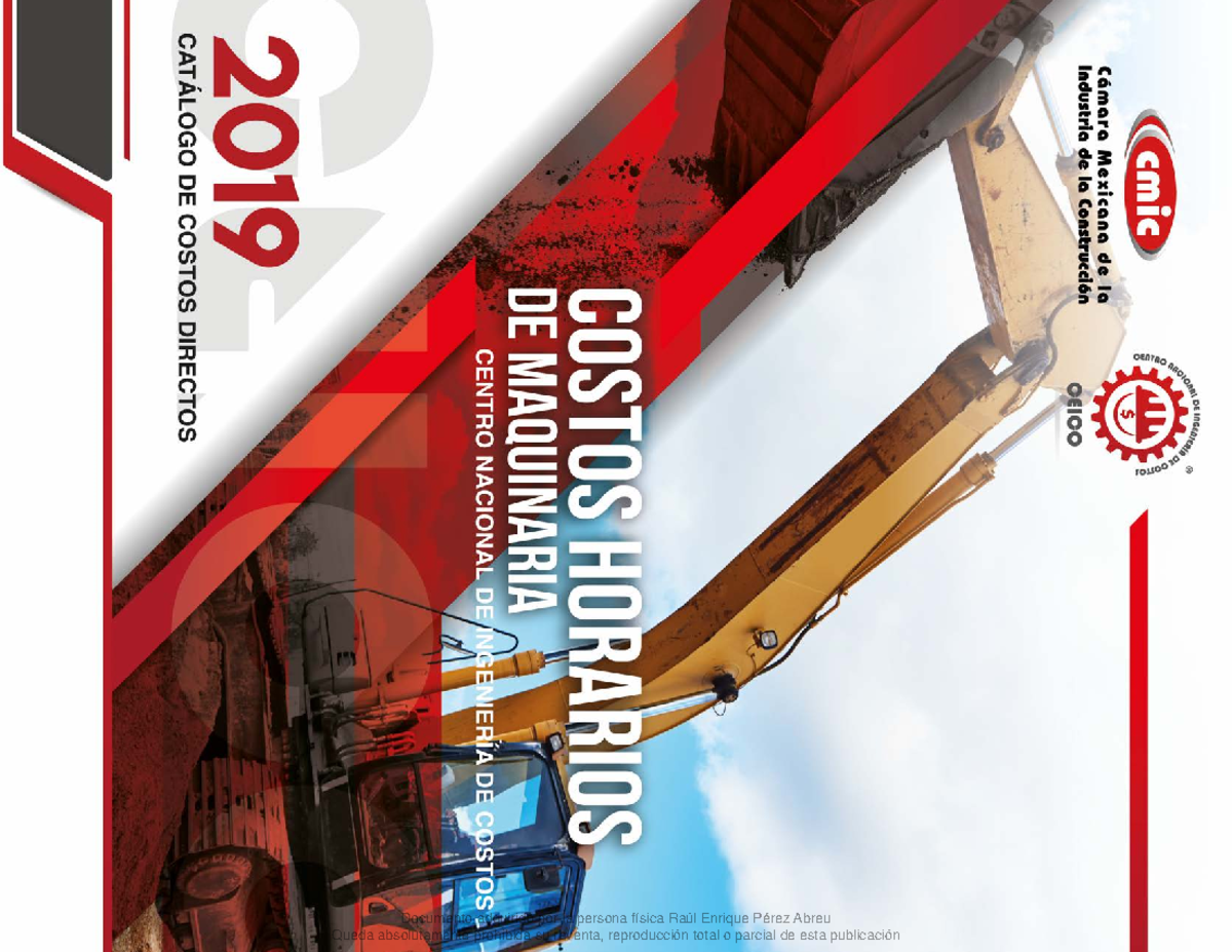 Catalogo de costos directos CMIC 2019 Co - Documento adquirido por la