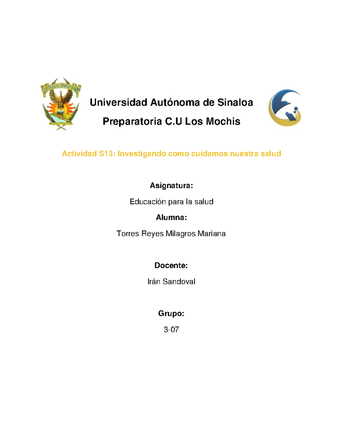 Semana 12 de eduación para la salud UAS - Universidad Autónoma de ...