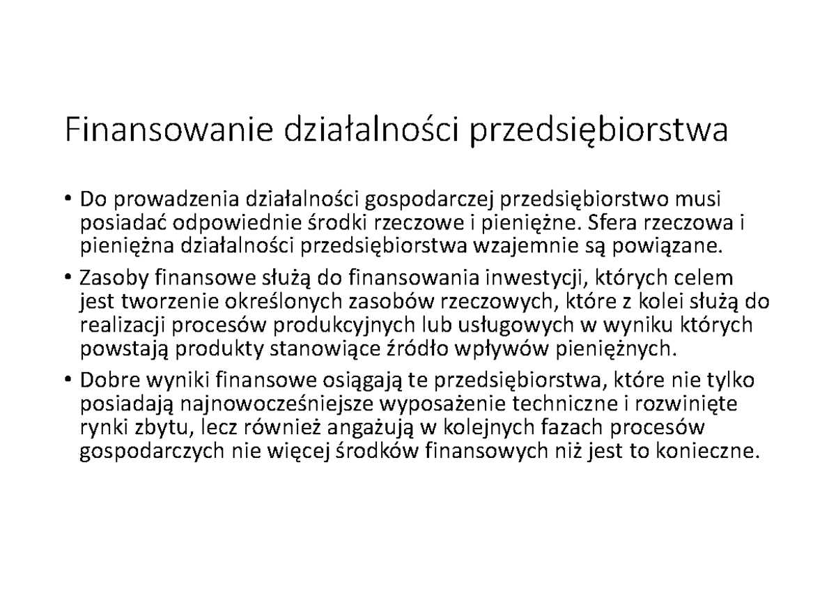 Finanse Przedsiębiorstw FP czesc 2 - Finansowanie działalności
