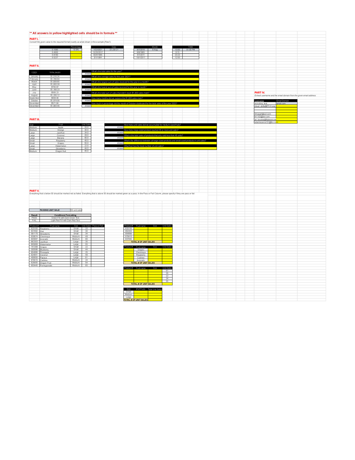 excel-exercises-all-answers-in-yellow-highlighted-cells-should