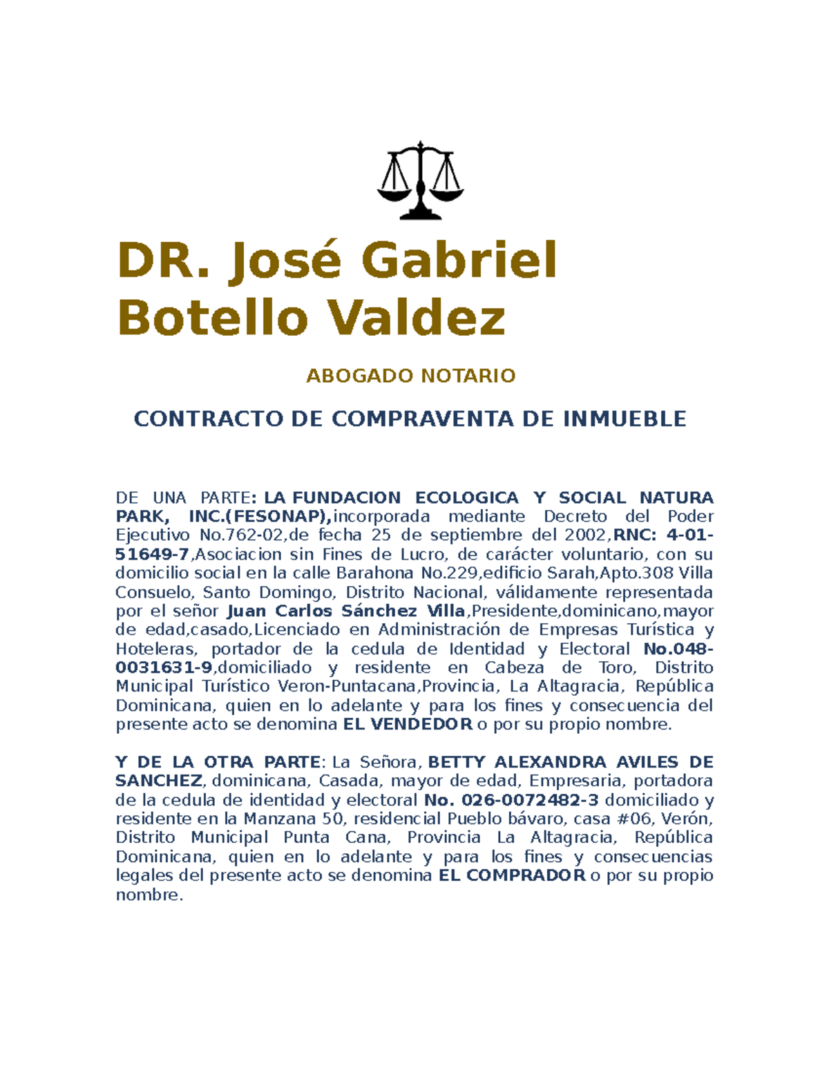 ACTO DE Venta - muy bueno - DR. José Gabriel Botello Valdez ABOGADO ...