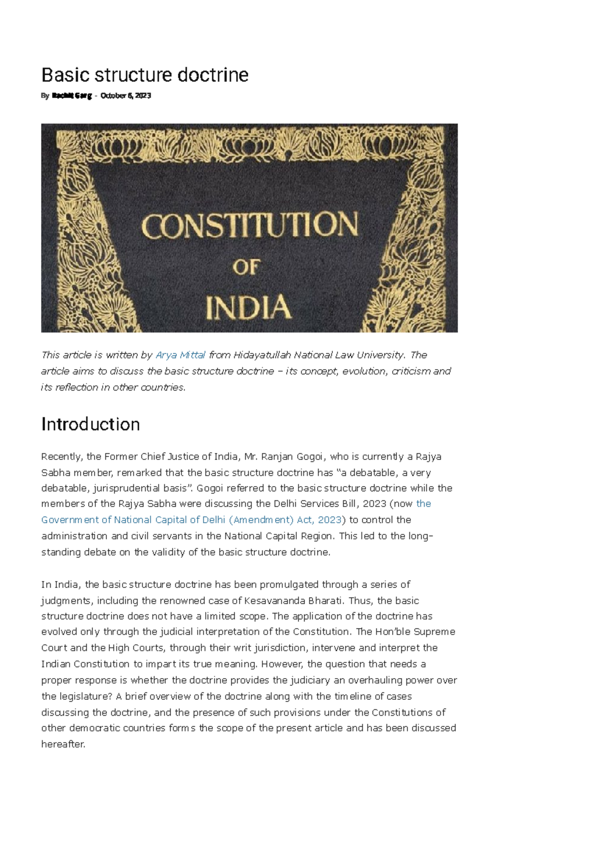 Basic structure doctrine - i Pleaders - Basic structure doctrine By ...