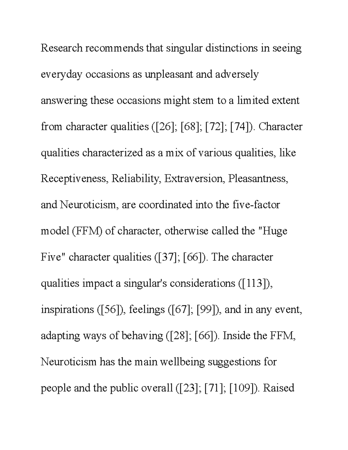 Singular distinctions - Character qualities characterized as a mix of ...