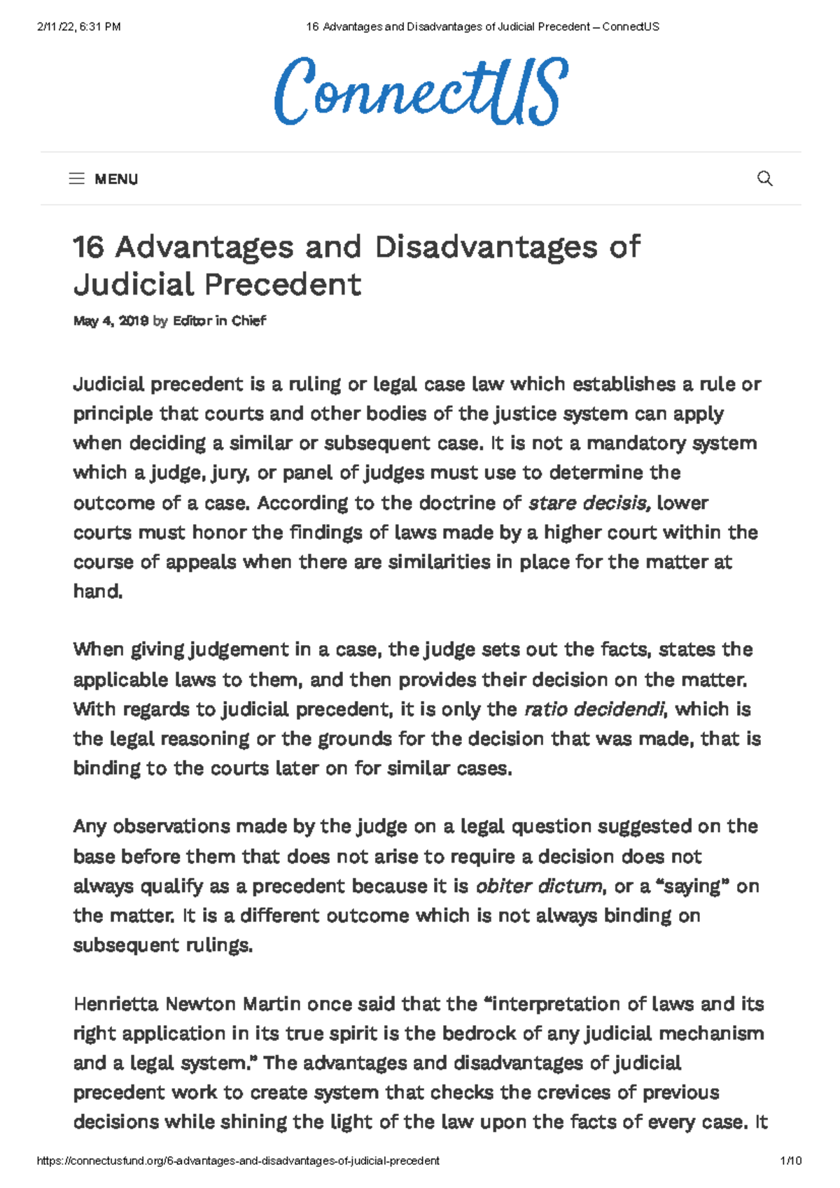 RES JUDICATA NOTES - 16 Advantages And Disadvantages Of Judicial ...