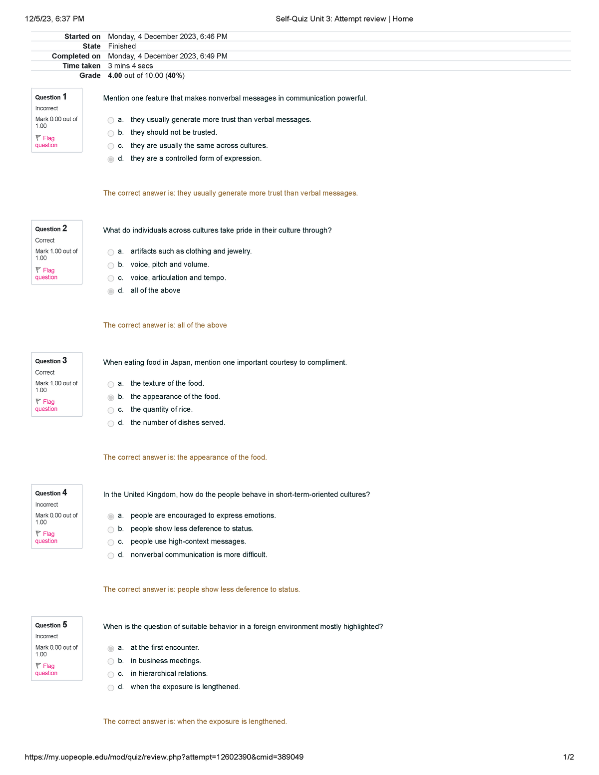 Self-Quiz Unit 3 - Attempt At Self Quiz - 12/5/23, 6:37 PM Self-Quiz ...