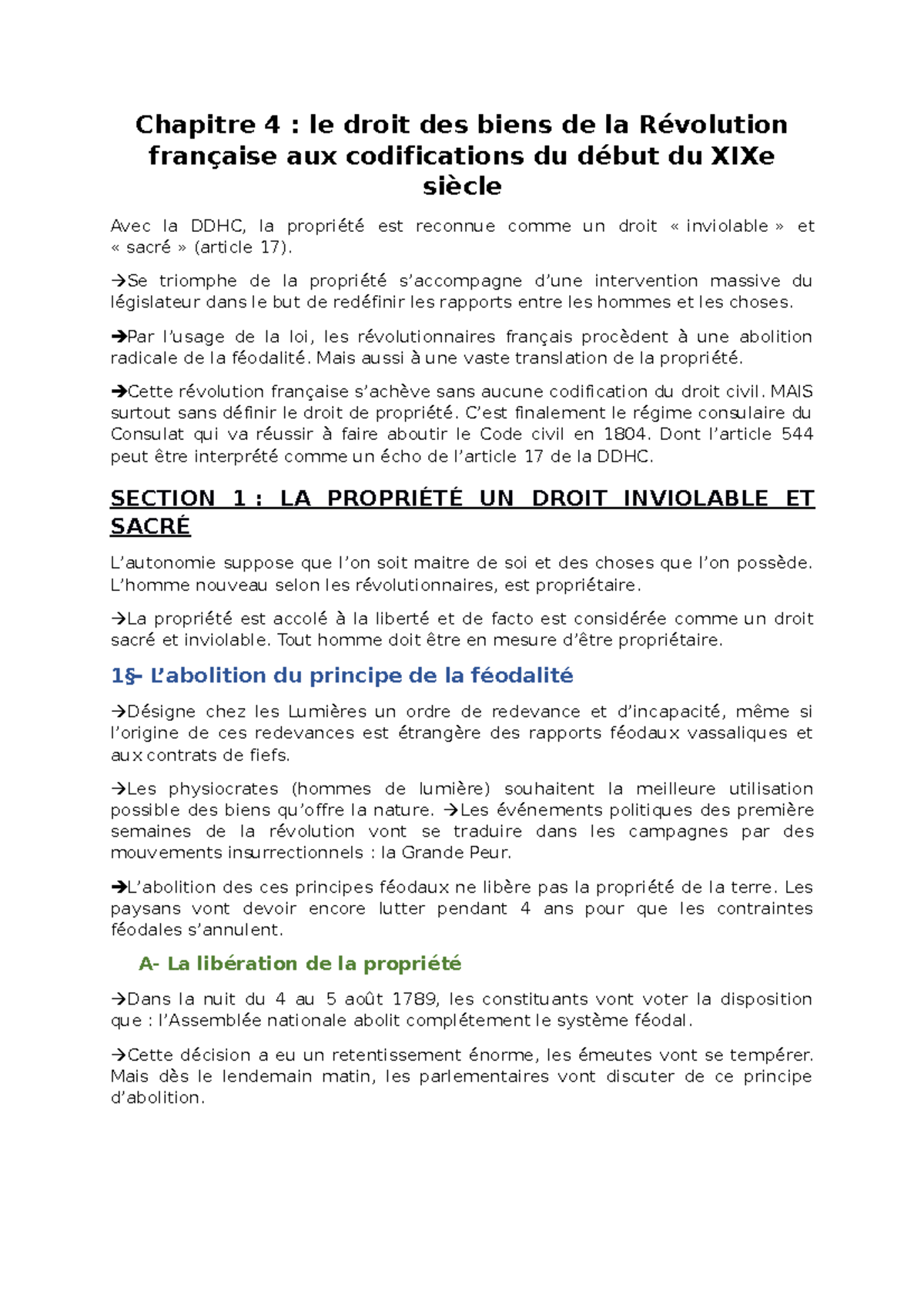 P2-C4 révolution et codification - Chapitre 4 : le droit des biens de ...