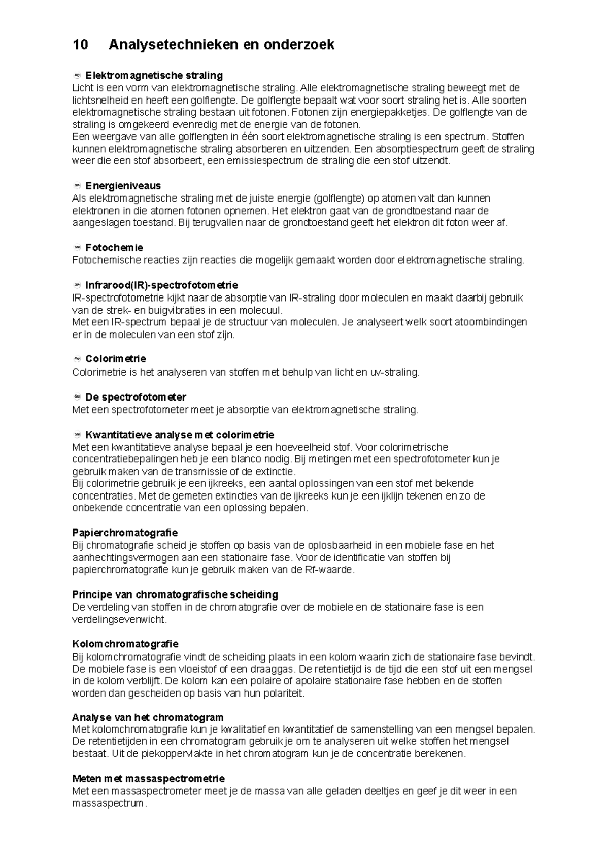 Chemie Overal 5 Vwo Samenvatting H10 - 10 Analysetechnieken En ...