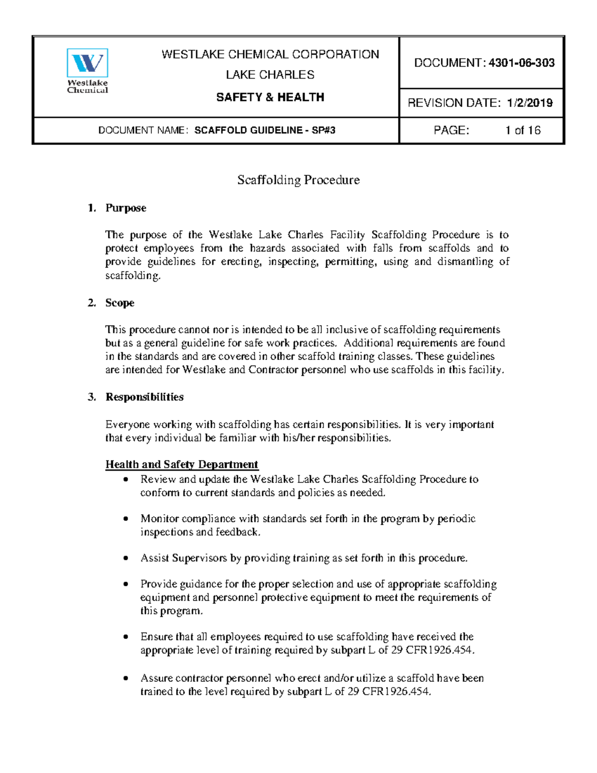 Scaffold Guidelines - Safety Information - LAKE CHARLES DOCUMENT: 4301 ...