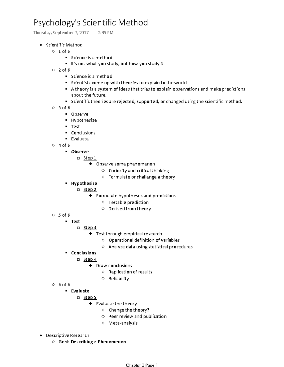 Chapter 2 Psychology's Scientific Method - Scientific Method Thursday ...