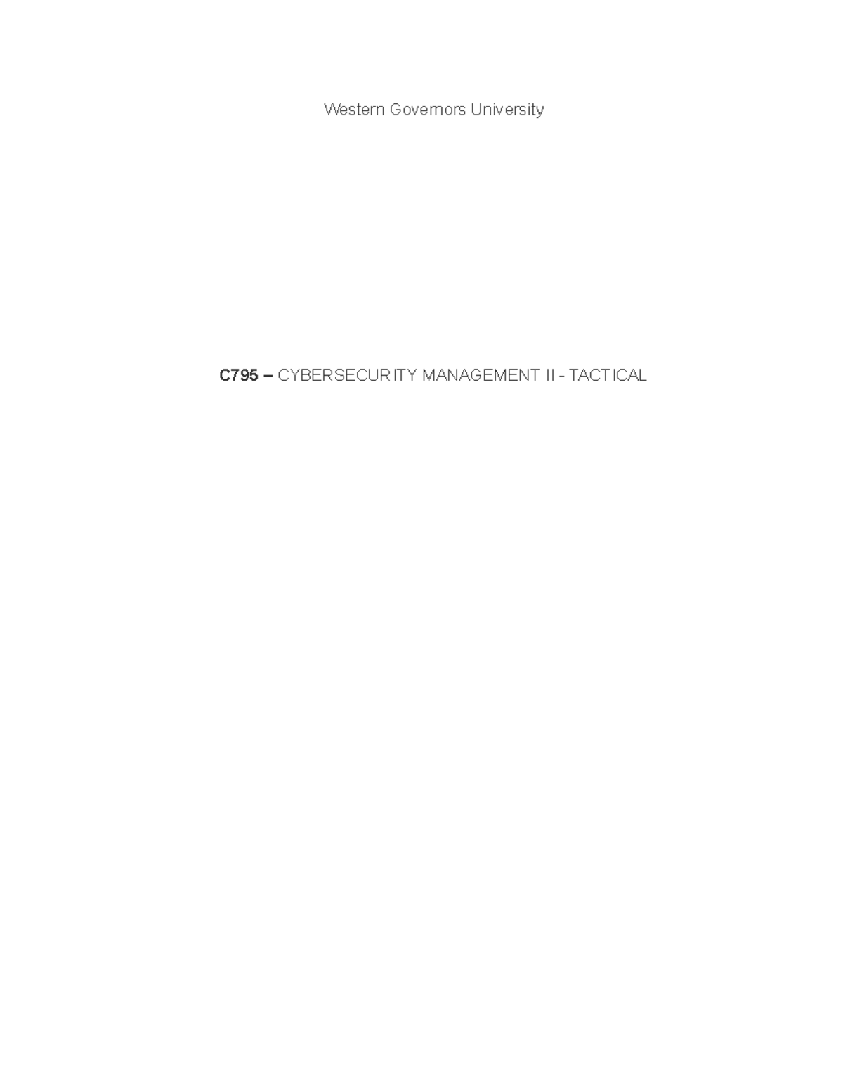 C795 - NOC Reporting Template - Western Governors University C795 ...