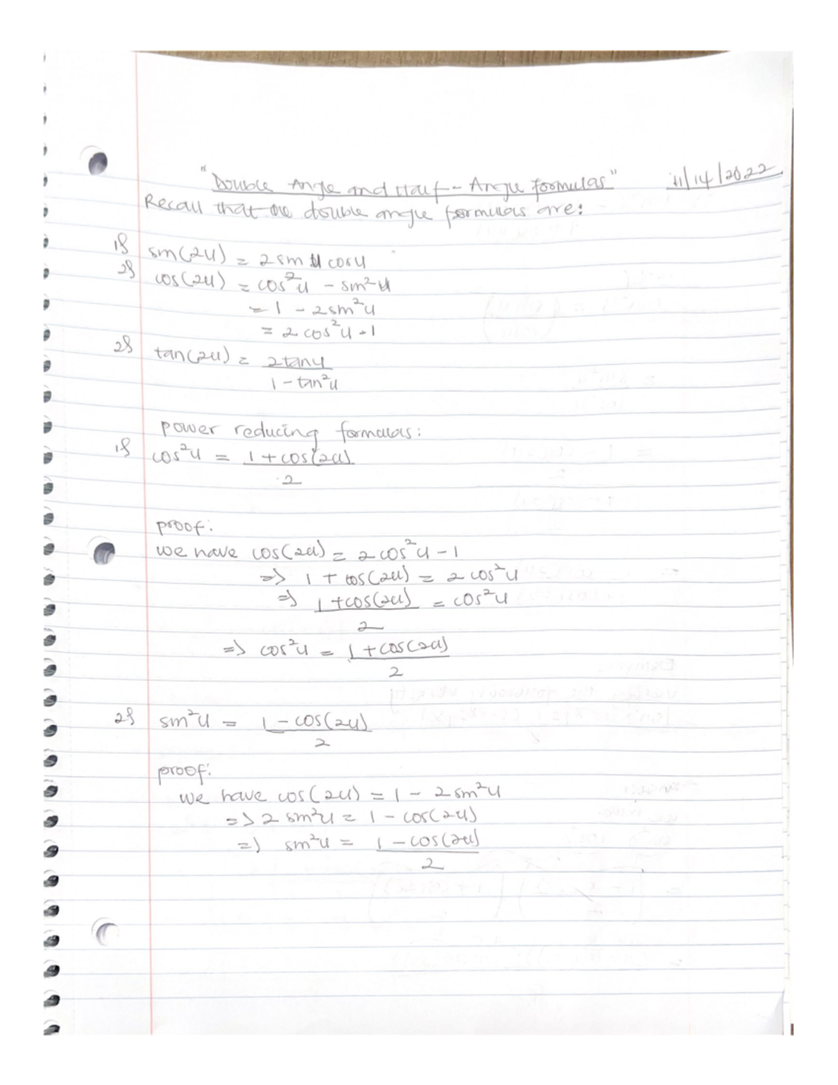 Math Notes 13 - Double-angled and half-angled formulas - MATH 3 - Studocu