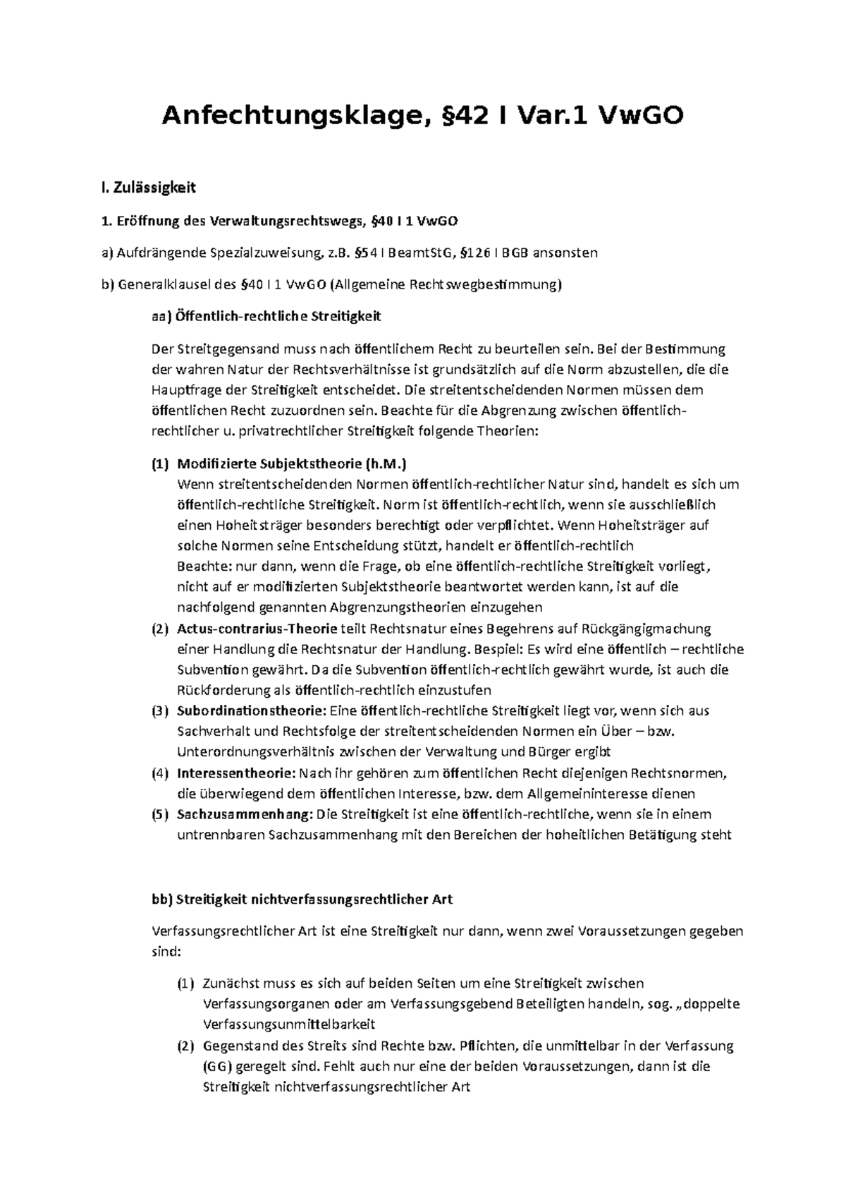 Anfechtung Der Ausgeübten Innenvollmacht Schema Anfechtungsklage - Anfechtungsklage, §42 I Var VwGO I