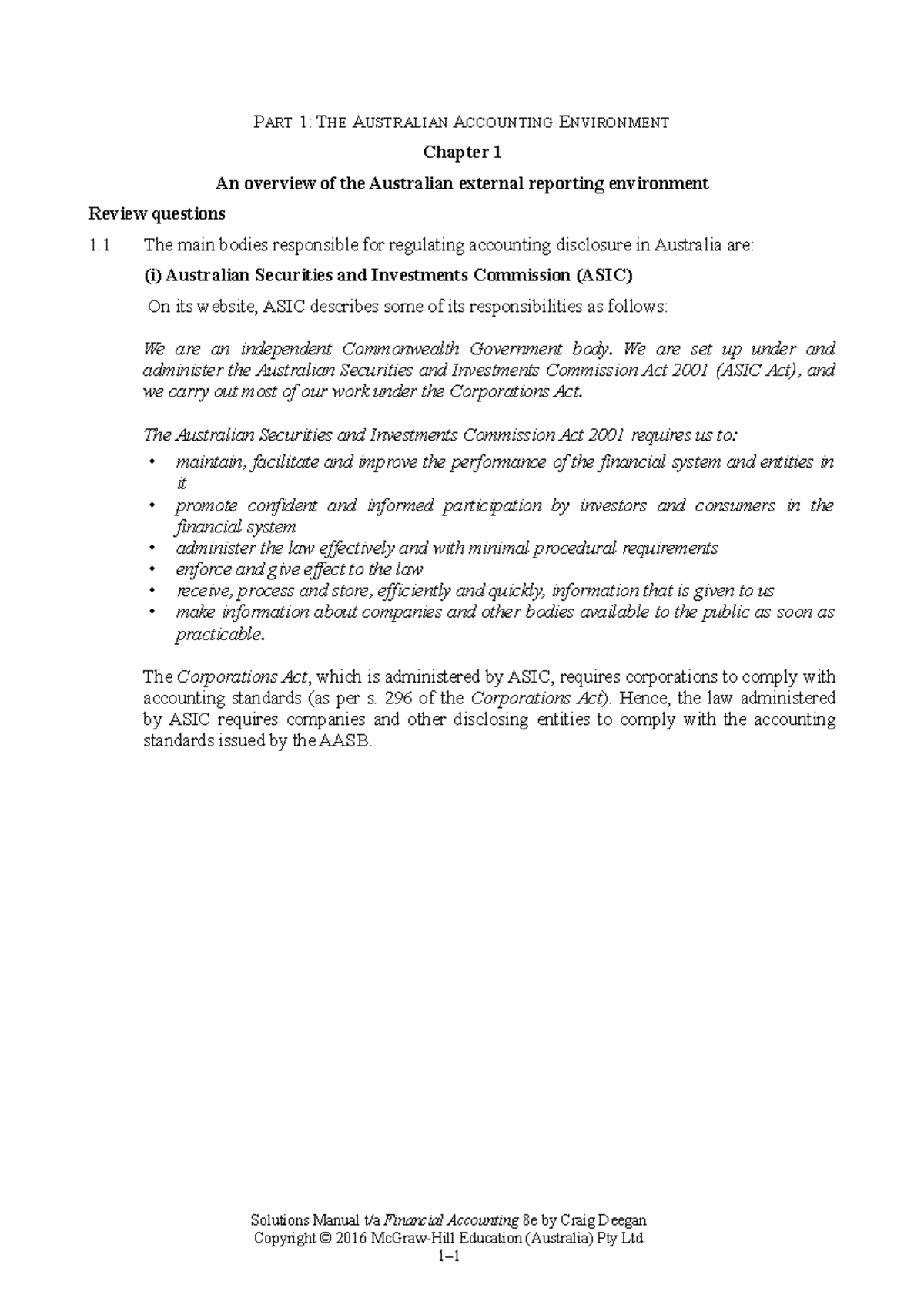 financial accounting edition 8 textbook chapter 1 answers PART 1 THE