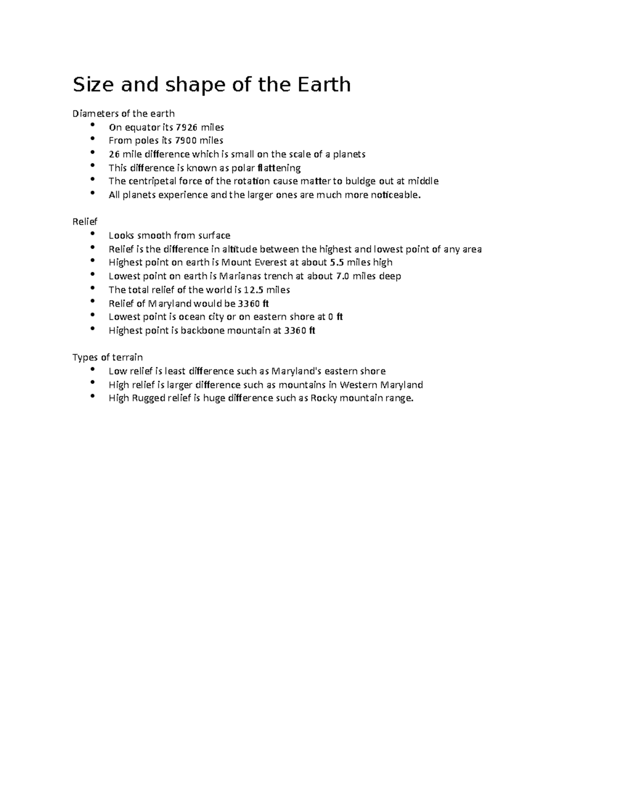 Geo Notes 7 - Size and shape of the Earth Diameters of the earth On ...