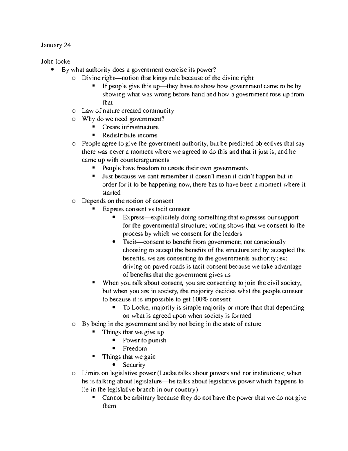 notes on john locke - January 24 John locke By what authority does a ...
