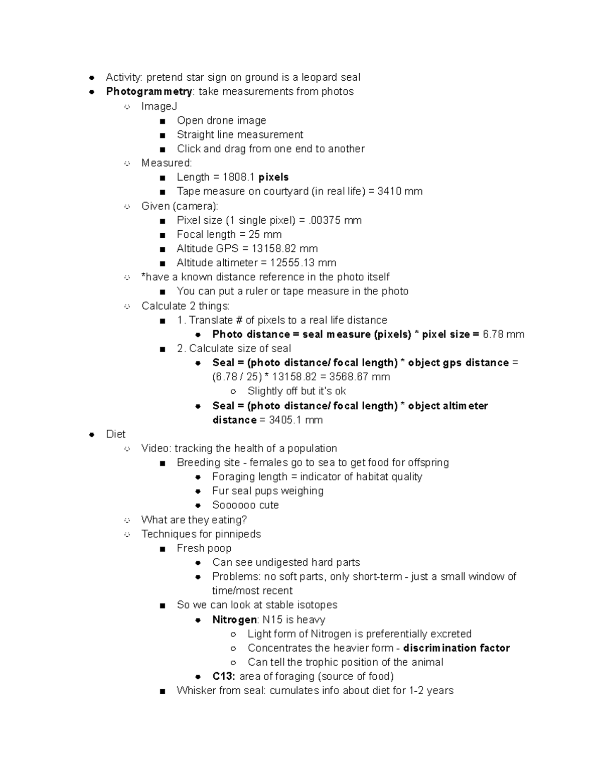 4 1 Lecture - Marine mammals notes - Activity: pretend star sign on