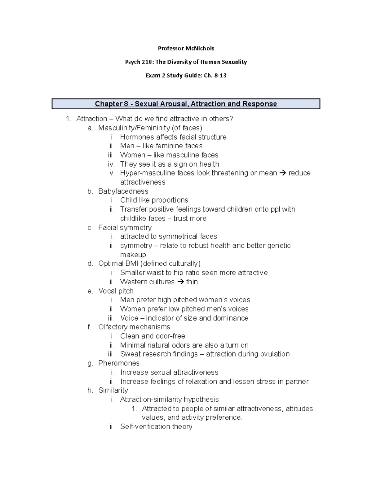 Exam 2 Study Guide - Chapters 8-13 - Professor McNichols Psych 210: The ...