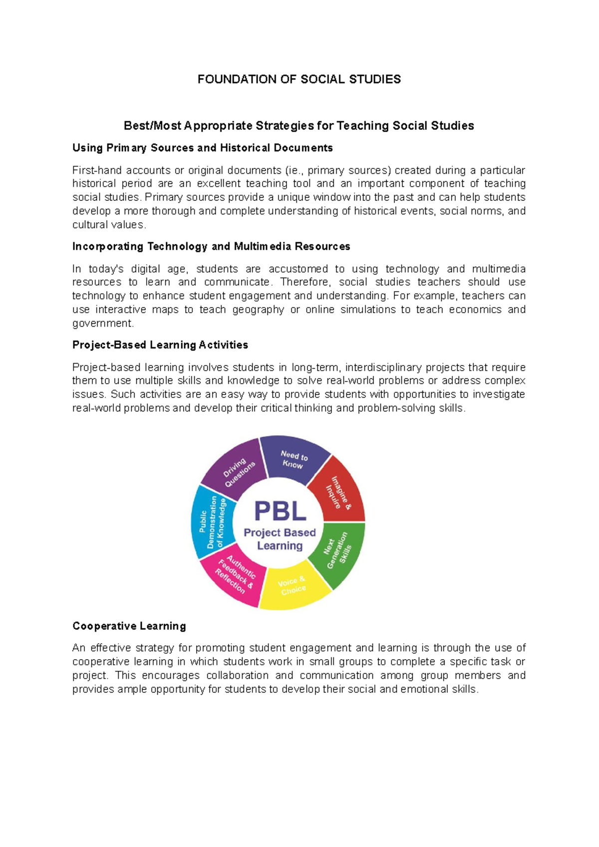FSS Teaching Social Studies 1 FOUNDATION OF SOCIAL STUDIES Best