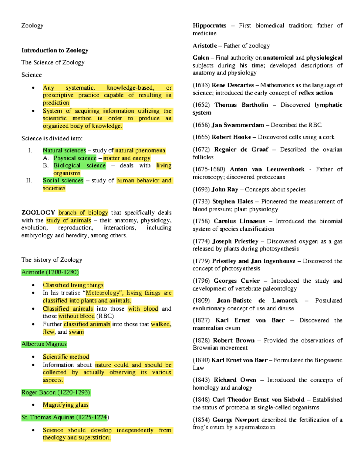 review essay topics in zoology