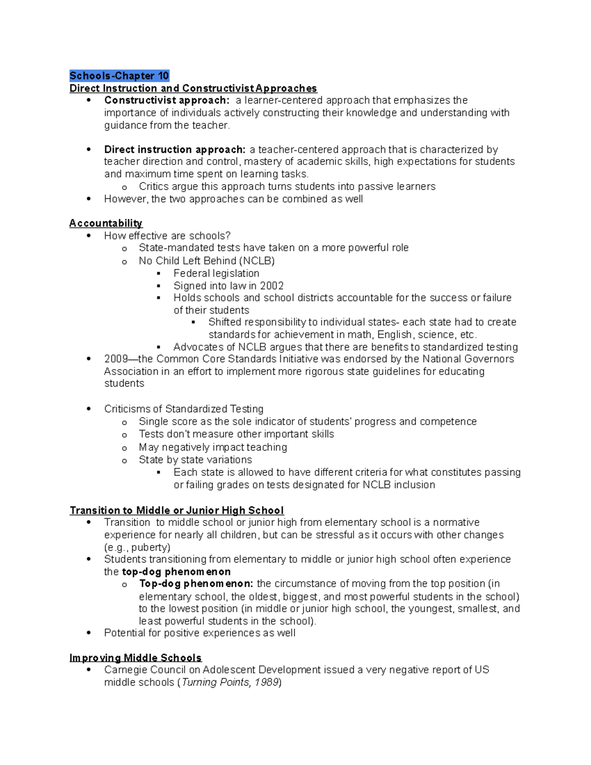 Chapter 10 Notes - Schools-Chapter 10 Direct Instruction and ...