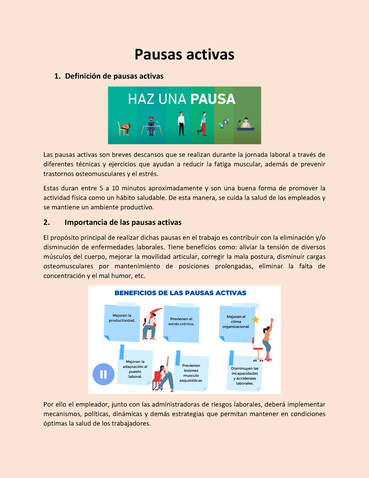 Pausa Activ - SEGURIDAD Y SALUD - Pausas Activas 1. DefiniciÛn De ...