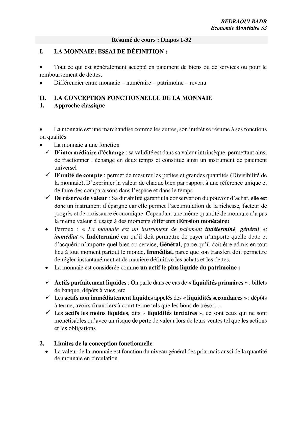 Résumé ECO Monetaire S3 - Economie Monétaire S Résumé De Cours : Diapos ...