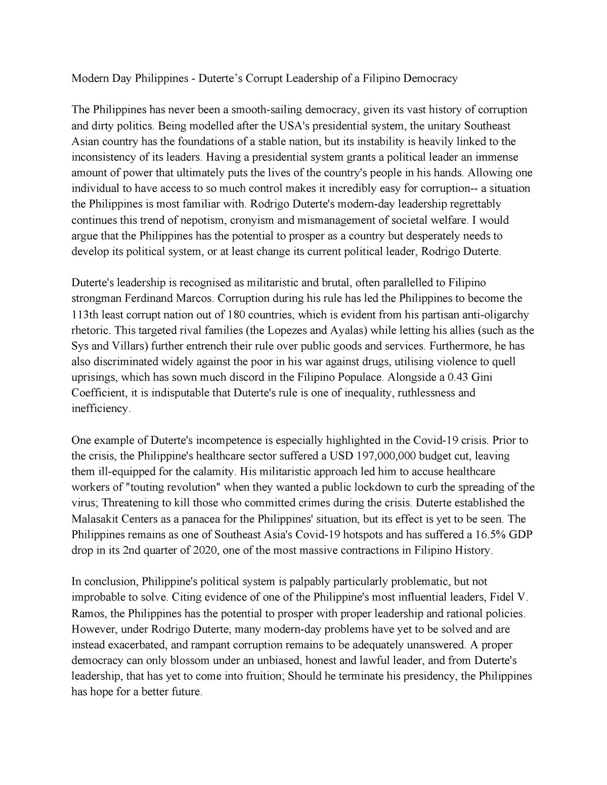 essay about democracy in the philippines