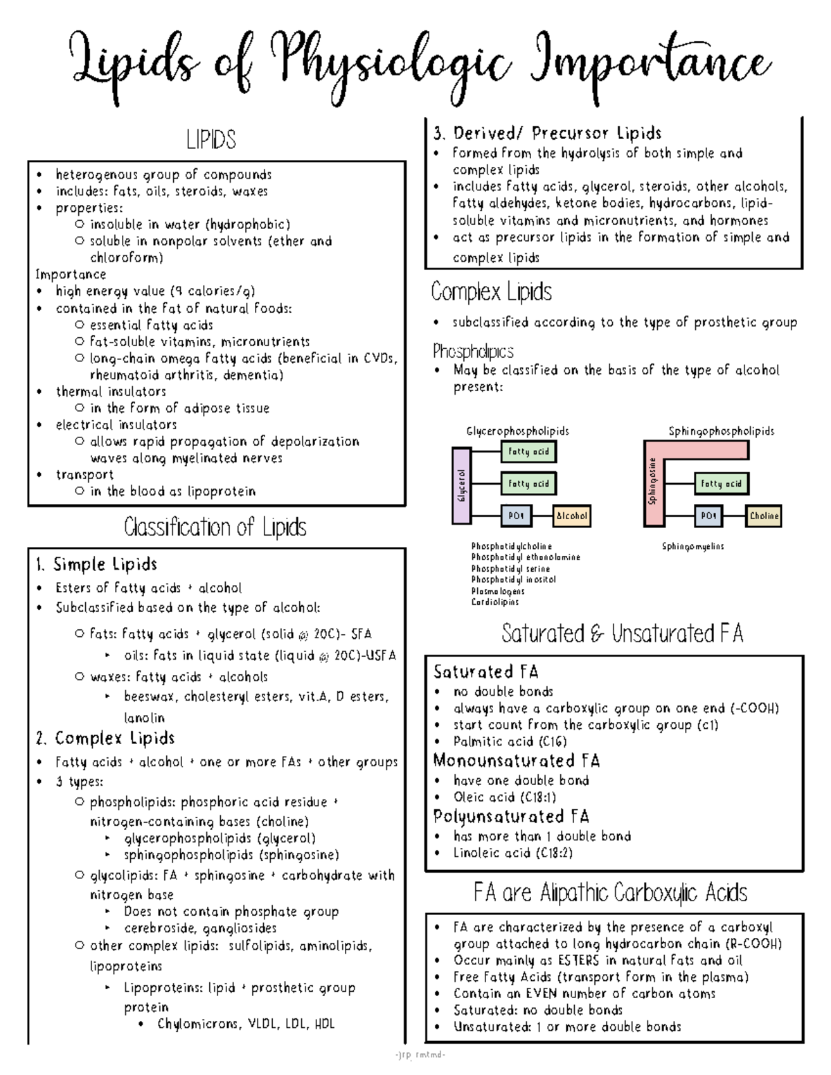 Lipids of Physiologic Importance (Chapter 21) - Glycerol Fatty acid ...