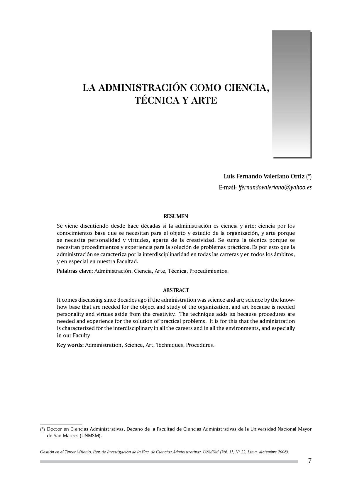 T1. Administración Como Ciencia, Tecnica Y Arte - Gestión En El Tercer ...