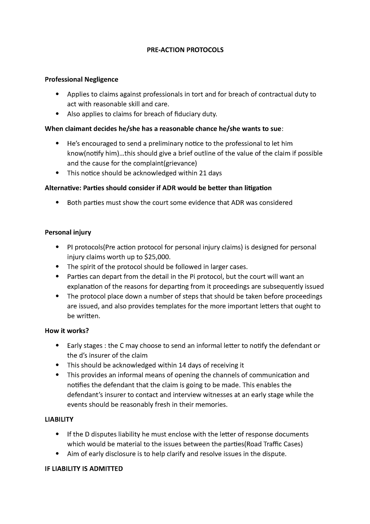 PRE Action Protocols Civil and Criminal Procedure - PRE-ACTION ...