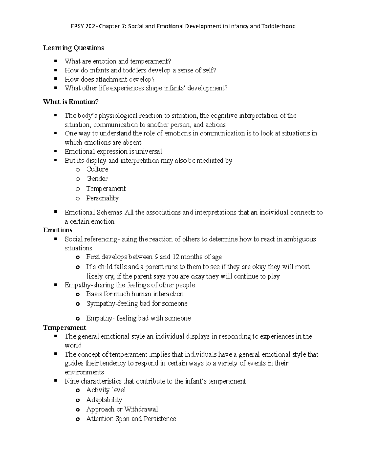 EPSY 202 Chapter 7 Notes - EPSY 202- Chapter 7: Social and Emotional ...