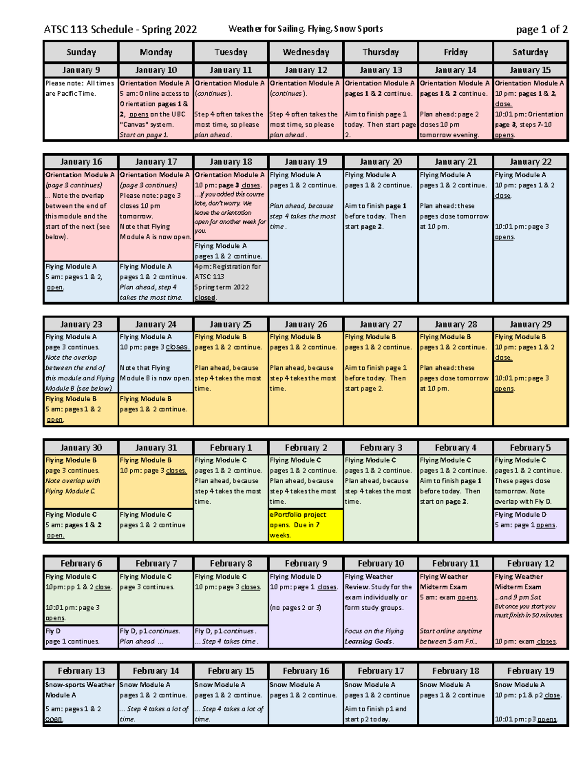 A113 2022a Spring Schedule - ATSC 113 Schedule - Spring 2022 Weather ...