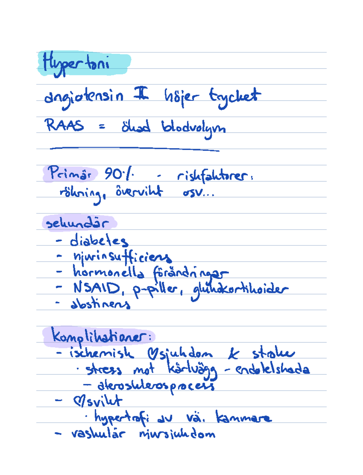 Kardiologi 13 sep. 2022 - Hypertoni angiotensin II höjer trycket RAAS ...