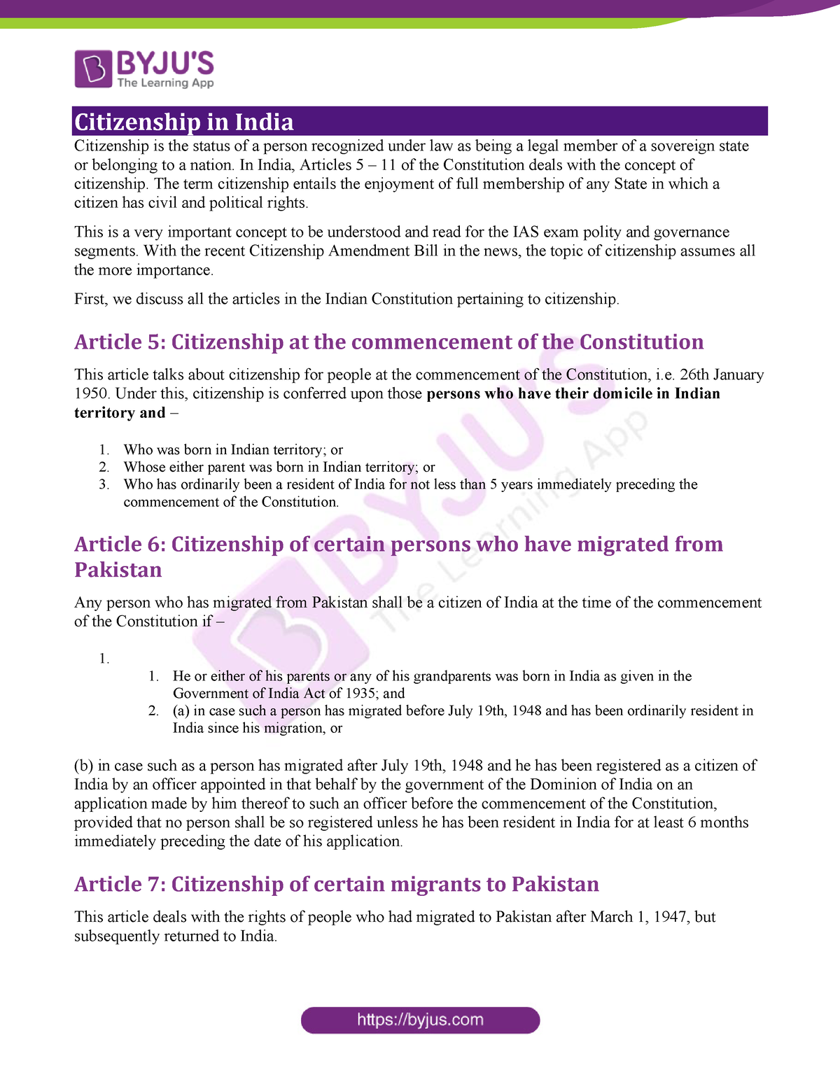 essay on citizenship of india