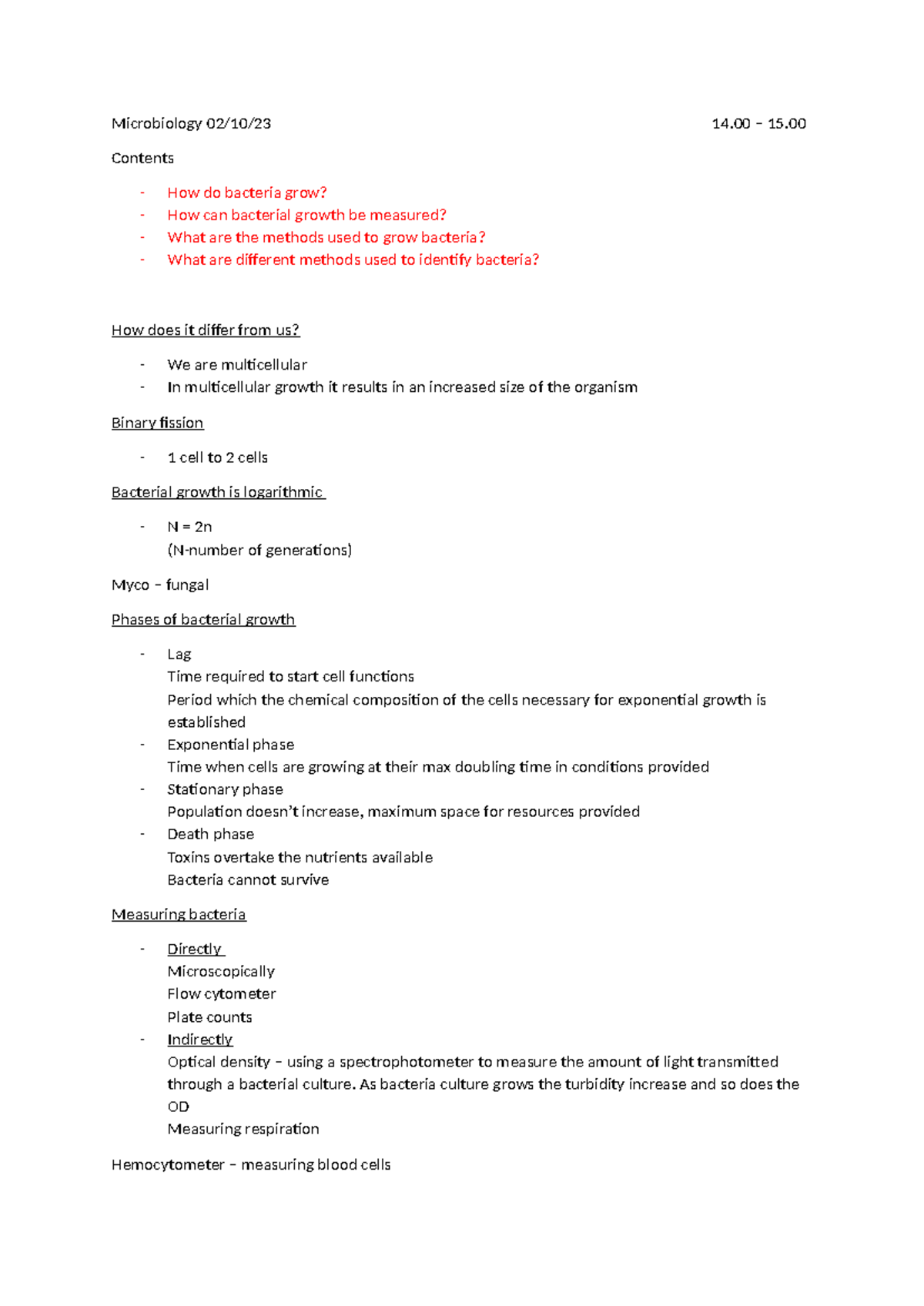 Week 2 - Bacteria Growth and Fungi - Microbiology 02/10/23 14 – 15 ...