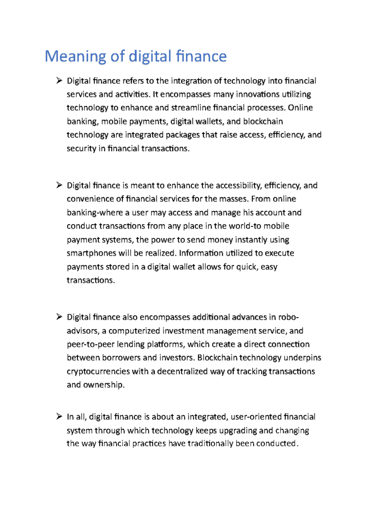 Meaning of digital finance and primary components - Meaning of digital ...