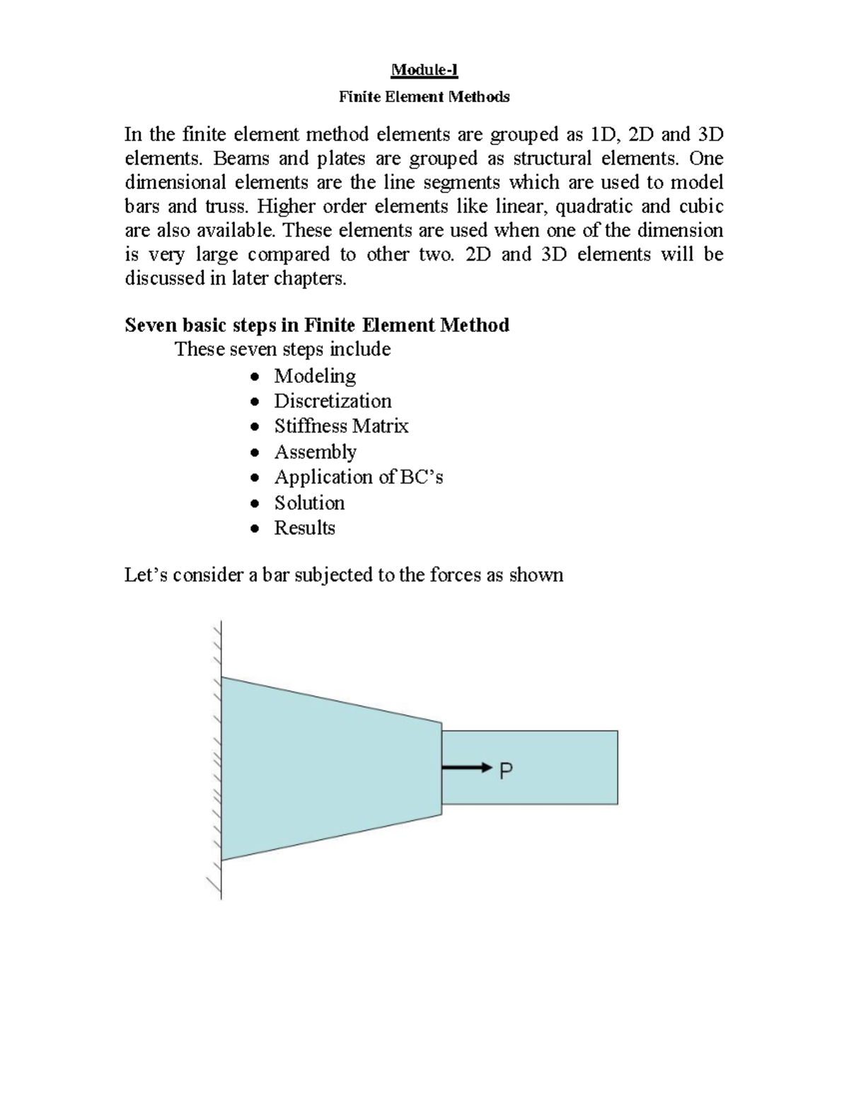 Finite Elements Methods Module-1 - Module-I Finite Element Methods In ...