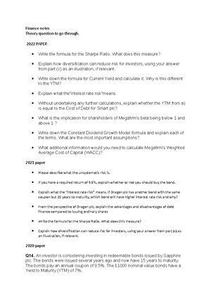 CFA notes - This summarises a few most-read chapters in the above book ...