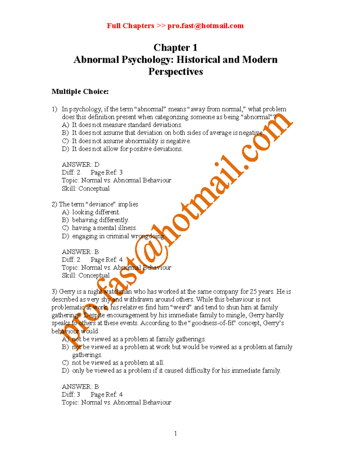 Test Bank For Abnormal Psychology 2ce 2nd Canadian Edition By Beidel ...