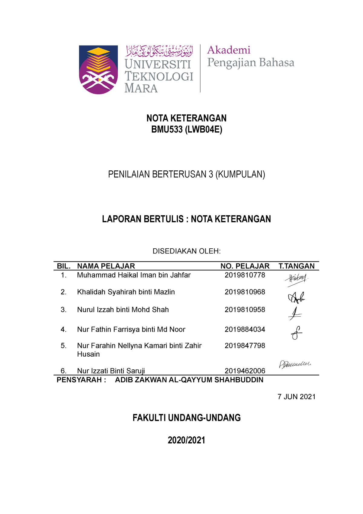 BMU 533 PB3 NOTA Keterangan Tentang Bahasa Melayu - NOTA KETERANGAN ...