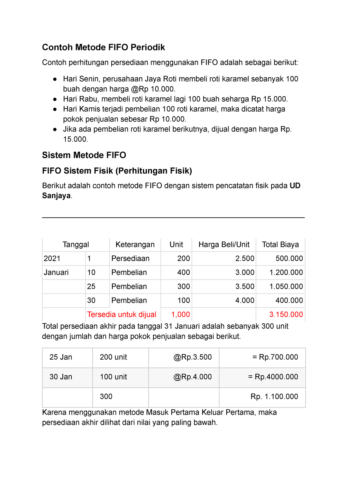 Contoh Metode FIFO Periodik - Contoh Metode FIFO Periodik Contoh ...