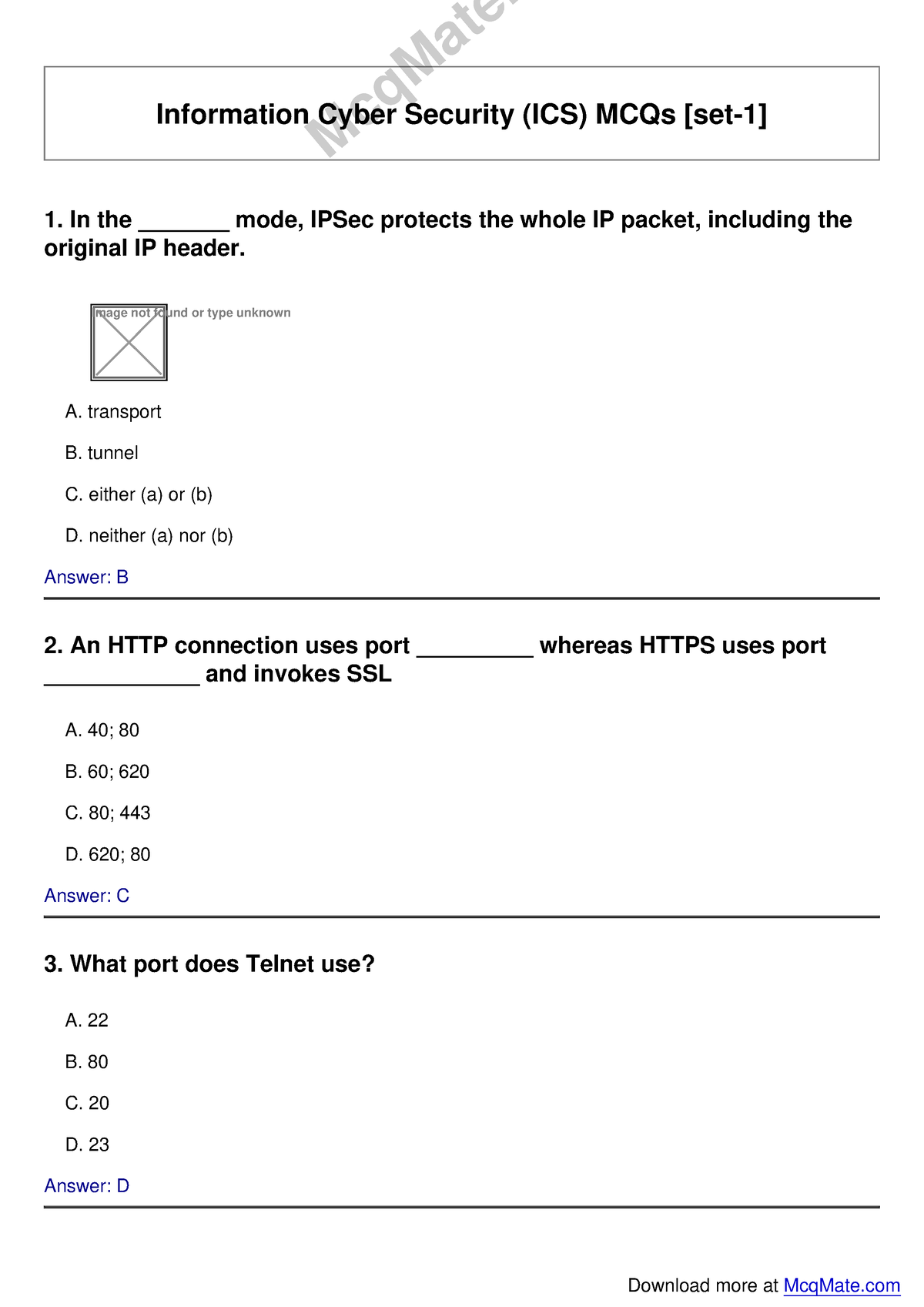 Information-cyber-security Solved MCQs [set-1] Mcq Mate - Information ...