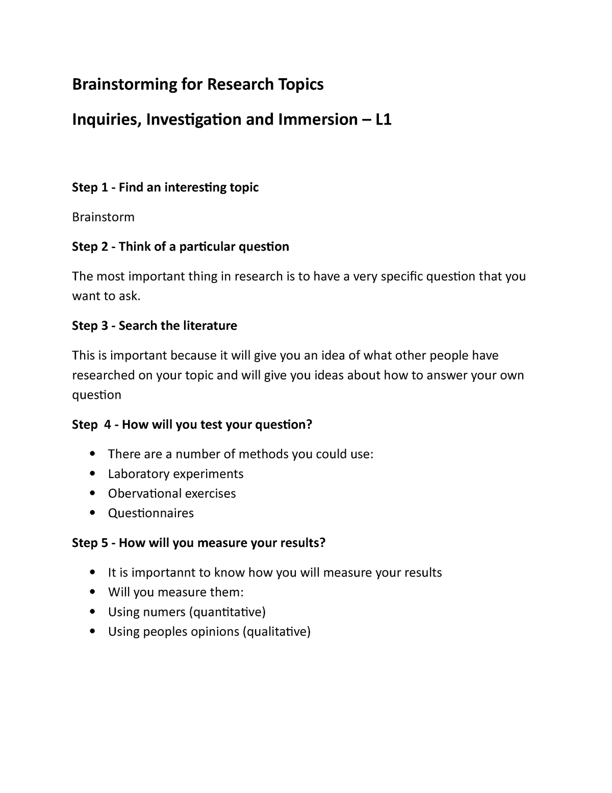 inquiries investigation and immersion research topics example stem
