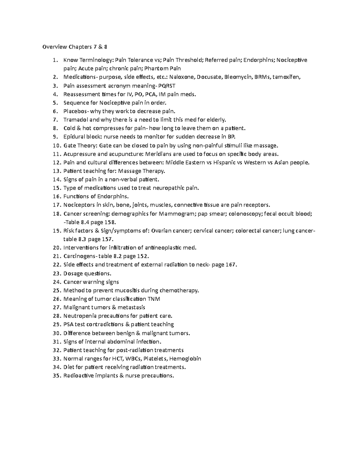 Overview Chapters 7 and 8 Overview Chapters 7 & 8 Know Terminology