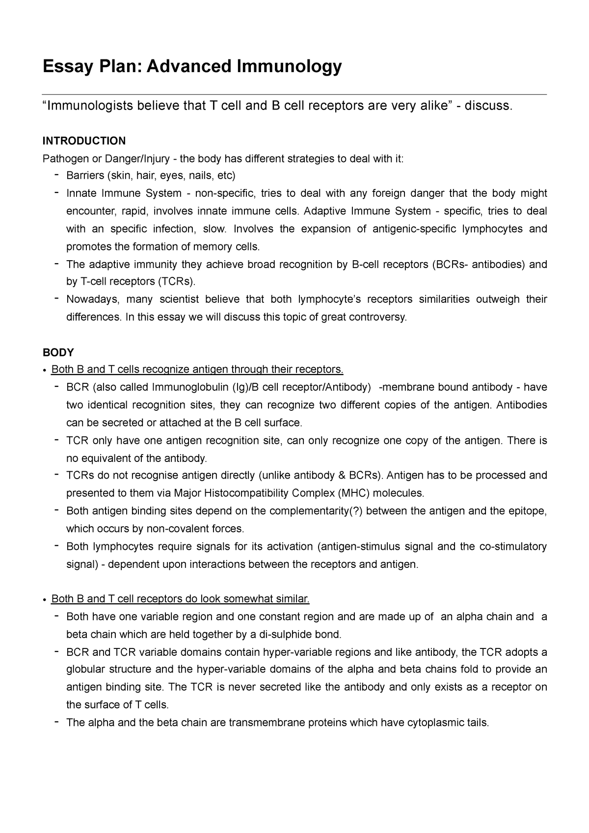 importance of receptors a level biology essay