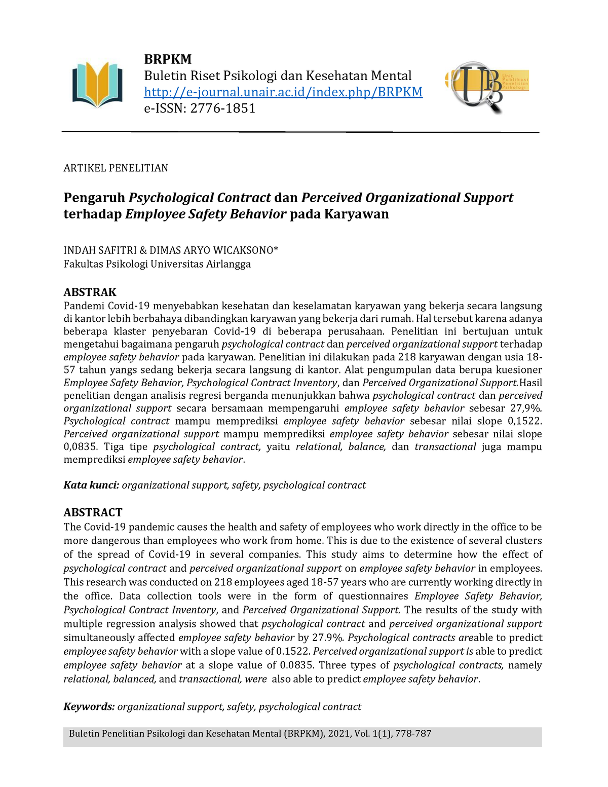 pengaruh-psychological-contract-dan-perceived-organizational-support