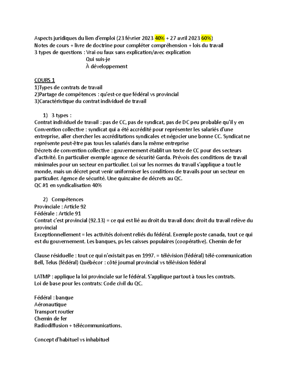 Aspects Juridiques Du Lien D - Aspects Juridiques Du Lien D’emploi (23 ...